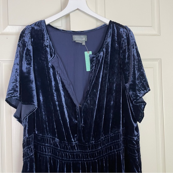 Anthropologie Somerset Navy Velvet Tiered Maxi Dress Boho Holiday NWT Sz 3X - Picture 3 of 11